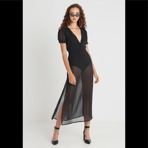 Honey Punch Polka Dot Sheer Maxi Dress